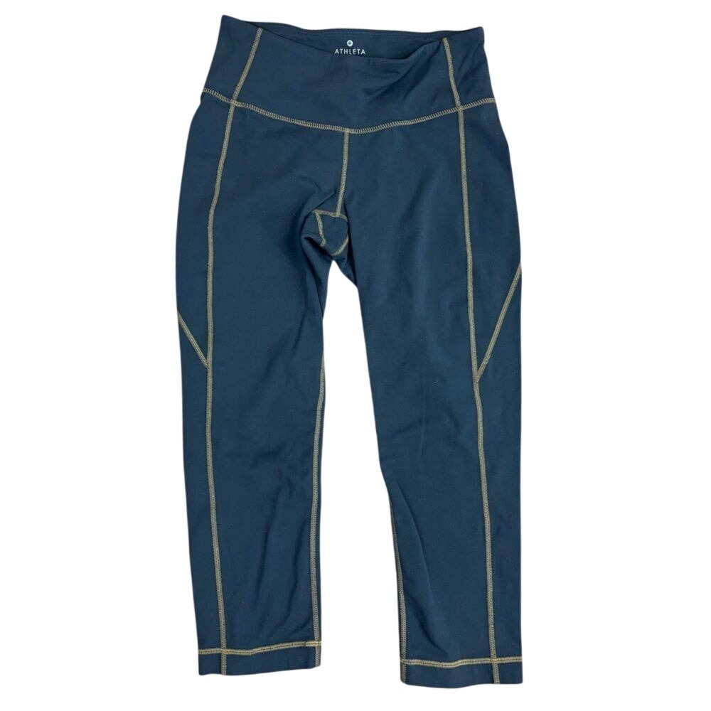 ATHLETA Gray Y2K‎ Cropped Legging Pant Gym Workout Tight Workout Gym Running